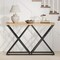 Natural - Black Console Table with Solid Metal Frame and Storage Shelf 55"